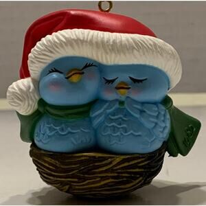 1982 VTG Avon Nestled Together First Home Together Blue Bird Christmas Ornament